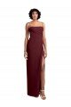 Affordable Sleek Straight Neckline Chiffon Bridesmaid Dress with Spaghetti Straps and High Side Slit