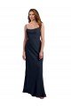 Affordable Scoop Neck Long Chiffon Open Back Bridesmaid Dress with Spaghetti Straps