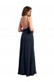Affordable Scoop Neck Long Chiffon Open Back Bridesmaid Dress with Spaghetti Straps