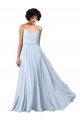 Affordable V-Neck Blouson Waist Long Chiffon Bridesmaid Dress with Straps