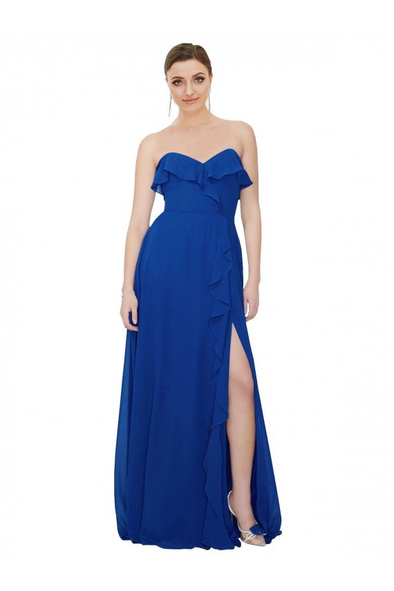 Affordable Ruffled Chiffon Strapless Bridesmaid Dress