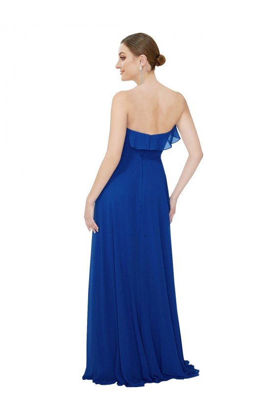 Affordable Ruffled Chiffon Strapless Bridesmaid Dress