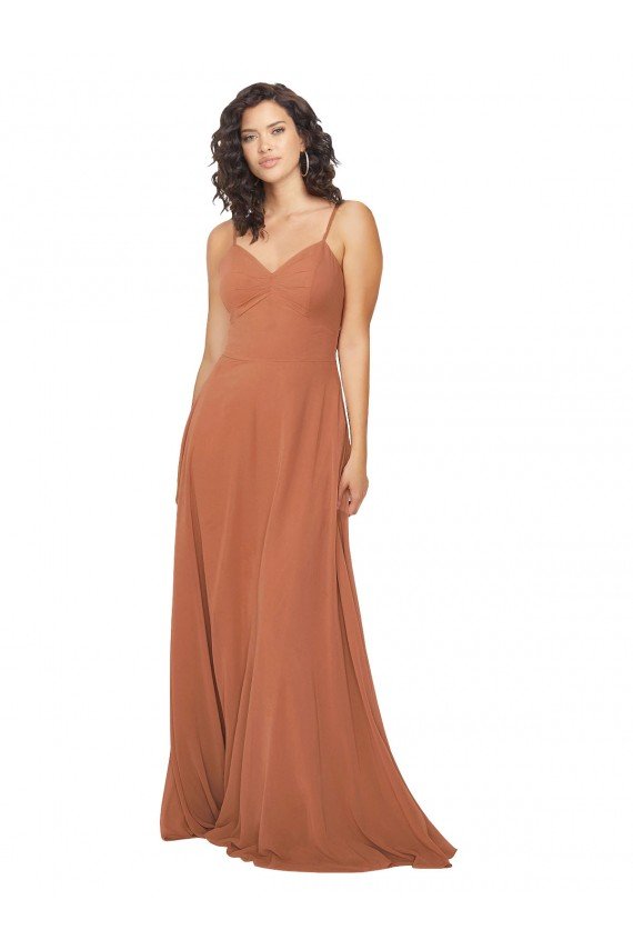Affordable Chiffon Bridesmaid Dress with Tie Back Keyhole