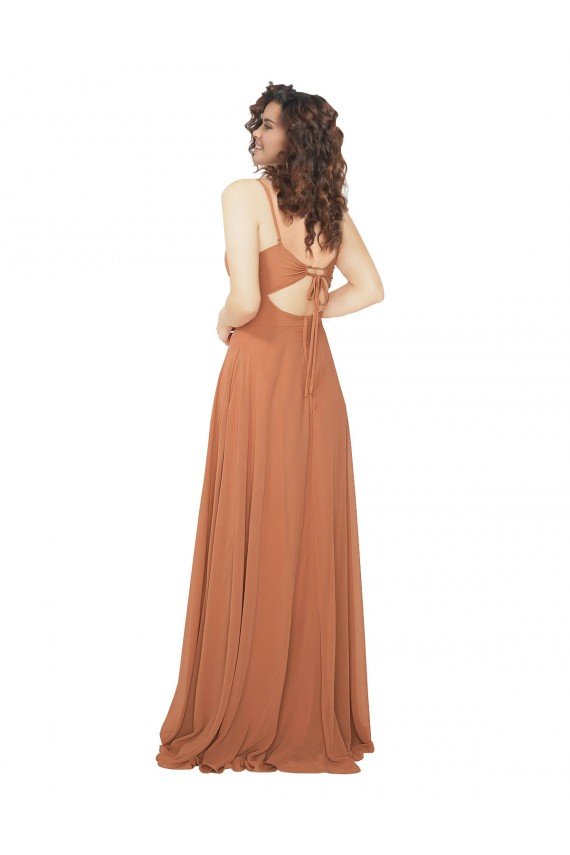 Affordable Chiffon Bridesmaid Dress with Tie Back Keyhole