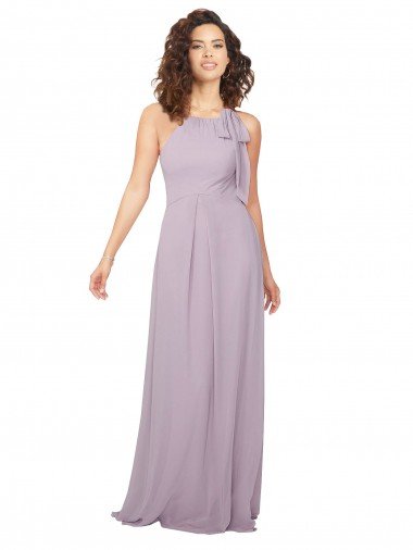 Affordable Halter Neck Bridesmaid Dress with Bow