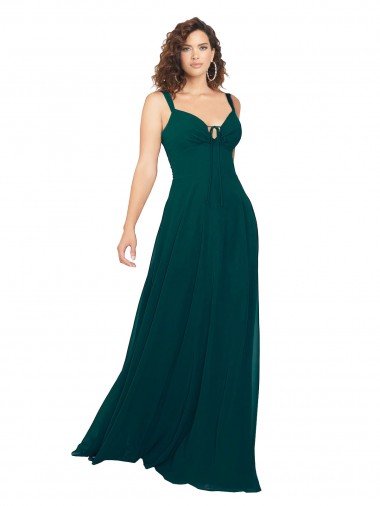 Affordable Tied Bodice Sweetheart V-Neck Chiffon Bridesmaid Dress