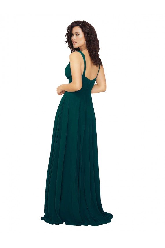 Affordable Tied Bodice Sweetheart V-Neck Chiffon Bridesmaid Dress