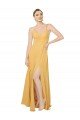 Affordable Ruched Chiffon Bridesmaid Dress with Pockets & Tie Back Detail