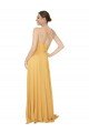Affordable Ruched Chiffon Bridesmaid Dress with Pockets & Tie Back Detail