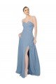 Affordable Draped Sweetheart Chiffon Bridesmaid Dress with Front Slit