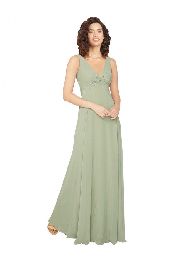 Affordable Knotted Bodice Chiffon Bridesmaid Dress