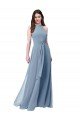 Affordable Halter High Neck Chiffon Dress with Sash