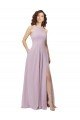 Affordable High-Halter Chiffon Bridesmaid Dress with Keyhole Cowl Back