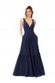 Affordable Floor Length Deep V-Neck Ruched Chiffon Long Bridesmaid Dress