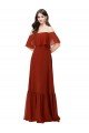 Affordable Off the Shoulder Ruffle Chiffon Bridesmaid Dress