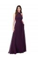Affordable Chiffon High-Halter Bridesmaids Dress with Keyhole Back