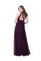 Affordable Chiffon High-Halter Bridesmaids Dress with Keyhole Back