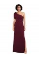 Affordable One Shoulder Chiffon Formal Bridesmaid Dress with Skirt Slit and Accent Strap