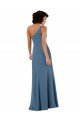 Affordable One Shoulder Chiffon Formal Bridesmaid Dress with Skirt Slit and Accent Strap