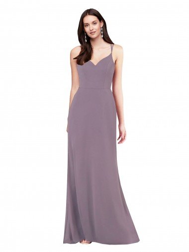 Affordable Simple Floor-Length Chiffon Formal Bridesmaid Dress with Criss-Cross Back