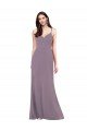 Affordable Simple Floor-Length Chiffon Formal Bridesmaid Dress with Criss-Cross Back