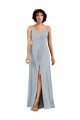 Affordable V-Neckline Wrapped Chiffon Bridesmaid Dress with Skirt Slit
