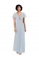 Affordable Deep V-Neckline Chiffon Bridesmaid Dress with Flutter Sleeves