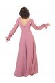 Affordable Long Sleeve Chiffon Bridesmaid Dress with Bow Detail
