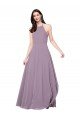 Affordable Floor Length Long Chiffon Bridesmaid Dress with Double Bow Feature