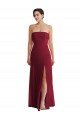Affordable Cuffed Strapless Maxi Formal Bridesmaid Dress with Front Slit