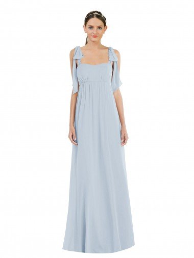 Affordable Tie Shoulder Empire Waist Maxi Bridesmaid Dress