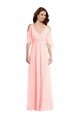 Affordable Cold Shoulder Draped Wrap Maxi Bridesmaid Dress