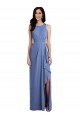 Affordable Sleeveless Chiffon Bridesmaid Dress with Draped Front Slit