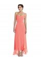 Affordable Scoop Neck Ruffle Trimmed High Low Maxi Bridesmaid Dress