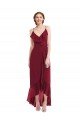 Affordable Ruffle Trimmed V-Neck High Low Wrap Chiffon Bridesmaid Dress