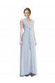 Affordable Ruffle Trimmed V Back Chiffon Maxi Bridesmaid Dress
