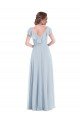 Affordable Ruffle Trimmed V Back Chiffon Maxi Bridesmaid Dress
