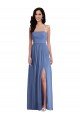 Affordable Slim Spaghetti Straps Chiffon Bridesmaid Dress with Front Slit
