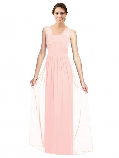 Affordable V-Neck Full Length Chiffon Bridesmaid Dress