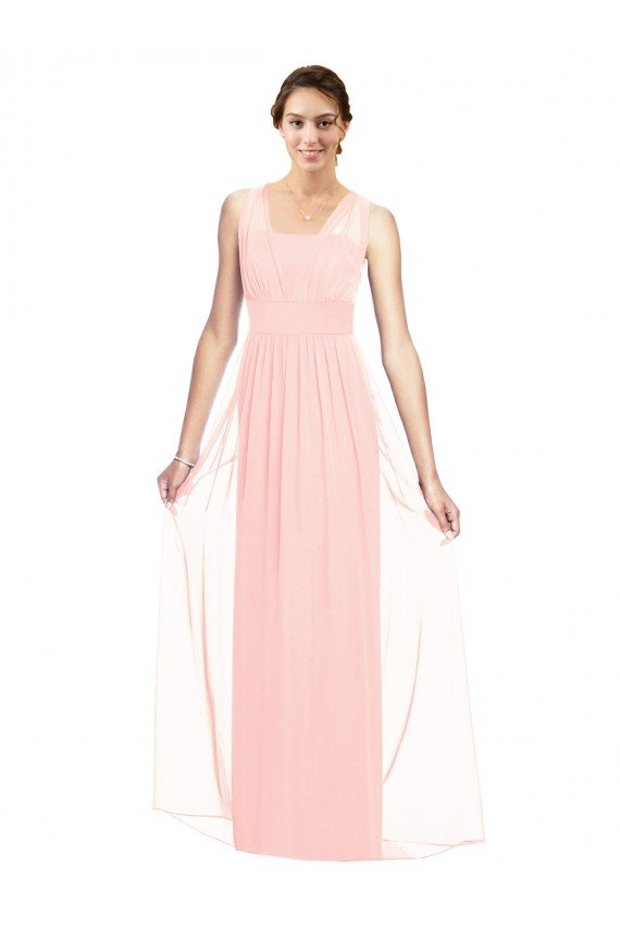 Affordable V-Neck Full Length Chiffon Bridesmaid Dress