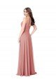 Affordable Twist-Knot V-Neck Long Chiffon Bridesmaid Dress with Pockets
