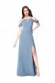 Affordable High Neck Chiffon Bridesmaid Dress with Draped Sleeves