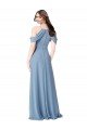 Affordable High Neck Chiffon Bridesmaid Dress with Draped Sleeves