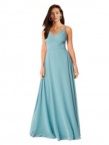 Affordable Draped Empire V-Neck Chiffon Bridesmaid Dress