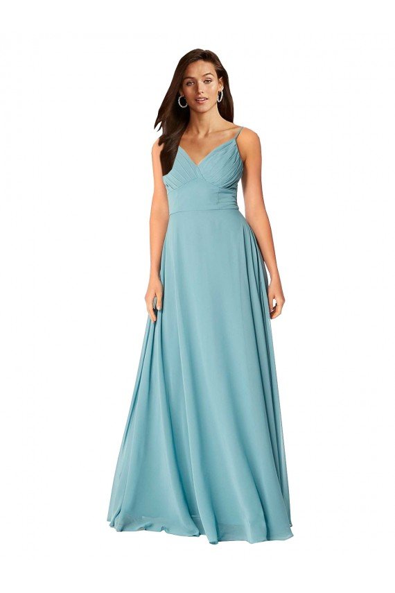 Affordable Draped Empire V-Neck Chiffon Bridesmaid Dress