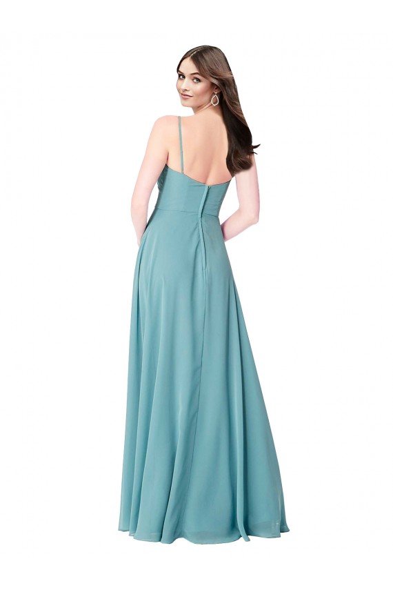 Affordable Draped Empire V-Neck Chiffon Bridesmaid Dress