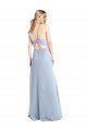 Affordable Halter Neck Long Chiffon Bridesmaid Dress with Strappy Back and Daring Side Slit