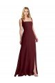 Affordable Square Neckline Soft A-Line Chiffon Bridesmaid Dress with Side Slit