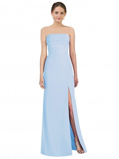 Affordable Strapless Trumpet Chiffon Formal Bridesmaid Dress with Thigh high Slit