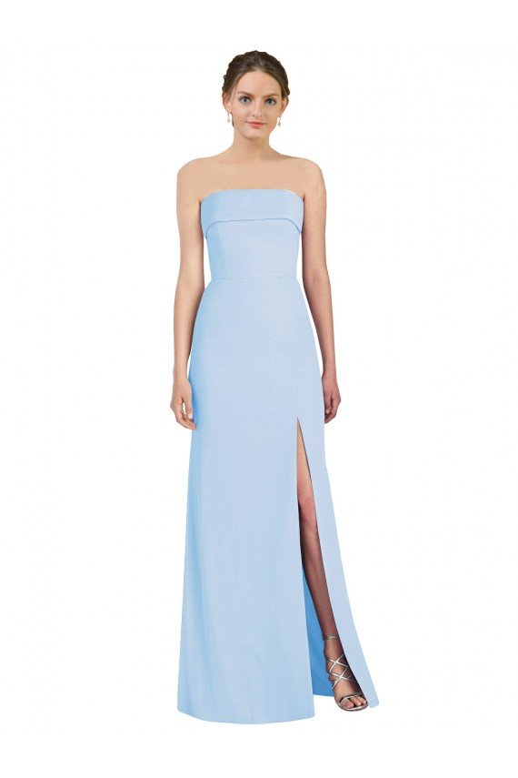 Affordable Strapless Trumpet Chiffon Formal Bridesmaid Dress with Thigh high Slit